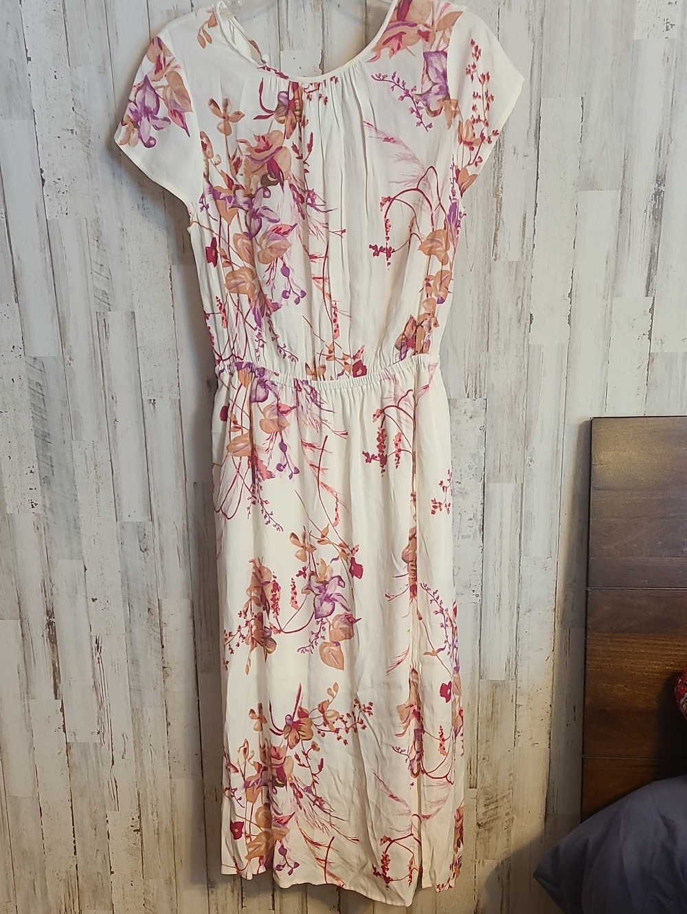 a new day Cream Maxi Dress with Pink & Tan Floral Print